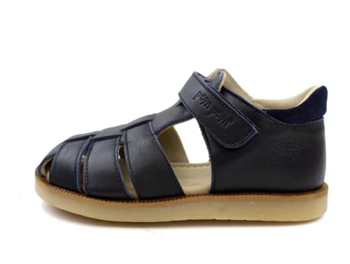 Pom Pom sandal navy med velcro